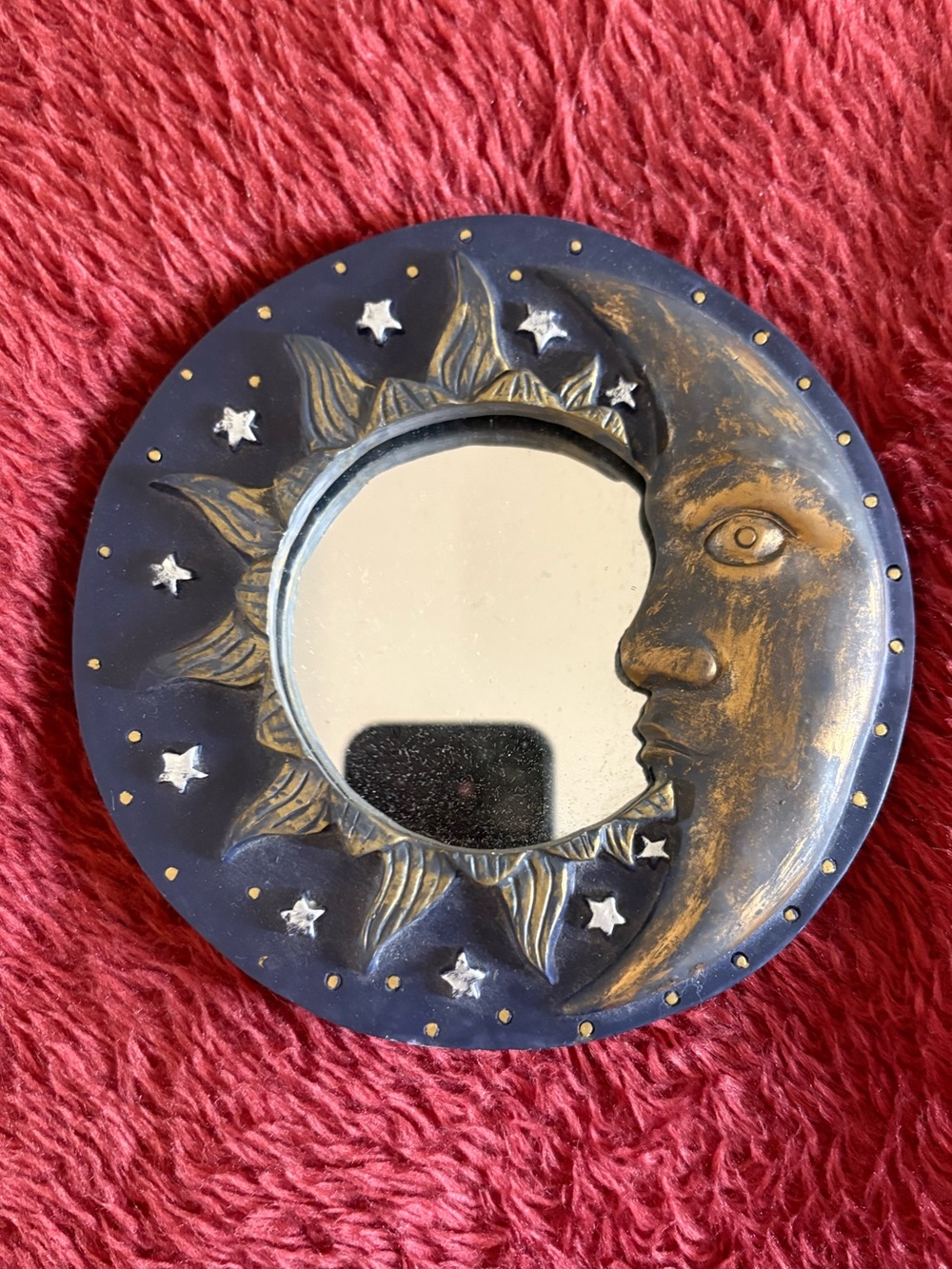 Vintage Small Celestial Navy Gold Mirror